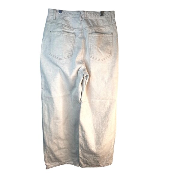 ZARA Linen Blend Small Wide Leg Pants Beige - Picture 2 of 15